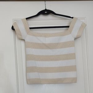 Ronny Kobo Striped Beige and White Women's Top